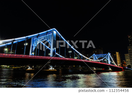 東京江東區清澄隅田川清須橋夜景 東京江東區清澄隅田川清須橋夜景 112354456