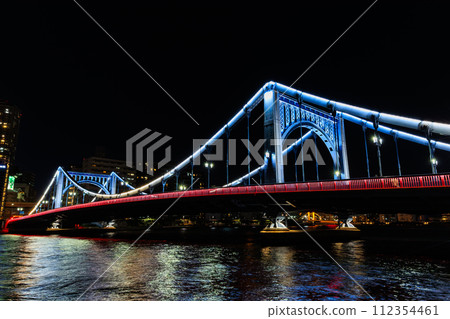 東京江東區清澄隅田川清須橋夜景 112354461