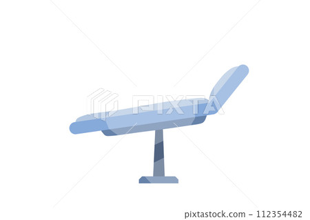 Dental Medical chair. Hospital and clinic element. Empty armchair. Dental furniture and accessories. Hospital bed. Flat cartoon isolated on white. stomatology seat, treatment orthodontic workplace 112354482