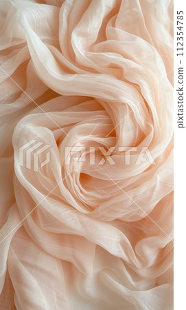 Gentle fabric folds, soft pastel colors, smooth and calming texture for background 112354785
