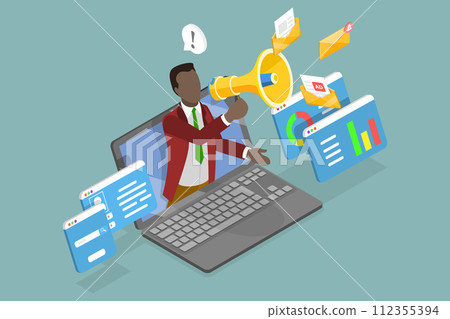 3D Isometric Flat Vector Illustration of Public Relations Service 112355394
