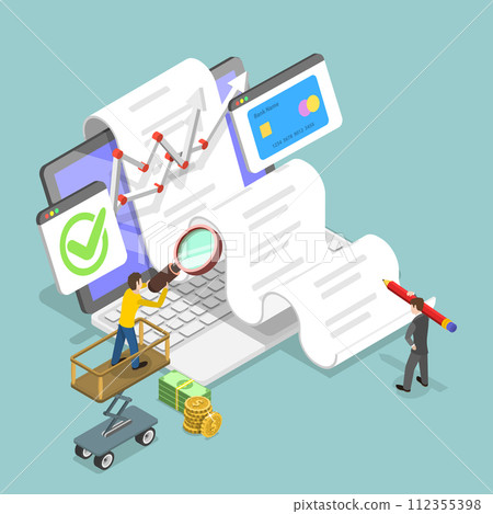 3D Isometric Flat Vector Illustration of Data Analytics 112355398