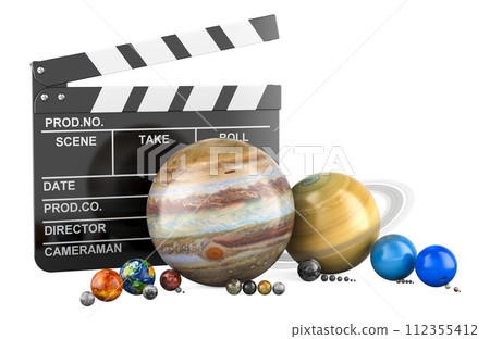 Astronomy documentary. Science film about solar system, space. 3D rendering 112355412