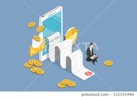 3D Isometric Flat Vector Illustration of Tax Form 112355440