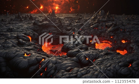 Magma gushing out as a lava flow 112355476