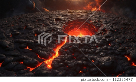 岩漿以熔岩流的形式噴湧而出 112355477