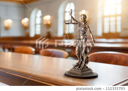 Lady Justice in court room. Legal concept 112355703