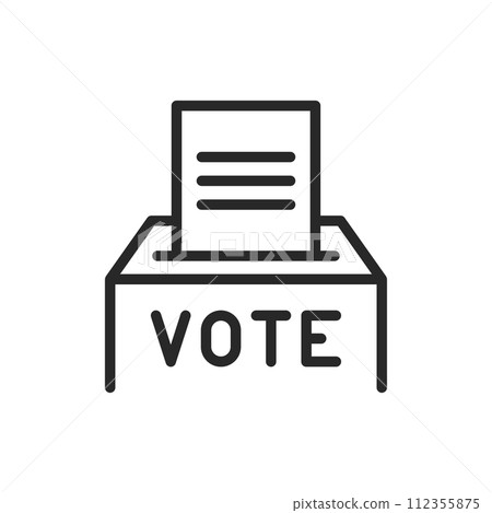 Ballot Box Icon for Election and Voting, Outline Thin Line Vector Illustration. Simple Sign Representing Democracy, Civic Duty, and Political Choice Ballot Box Icon for Election and Voting, Outline Thin Line Vector Illustration. Simple Sign Representing Democracy, Civic Duty, and Political Choice 112355875