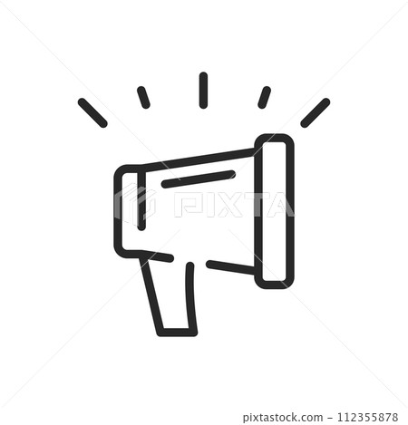 Loudspeaker Campaign Icon for Announcements and Advertising. Vector Thin Line Sign Megaphone Illustration Signifying Public Speaking, Marketing and Activism Loudspeaker Campaign Icon for Announcements and Advertising. Vector Thin Line Sign Megaphone Illustration Signifying Public Speaking, Marketing and Activism 112355878