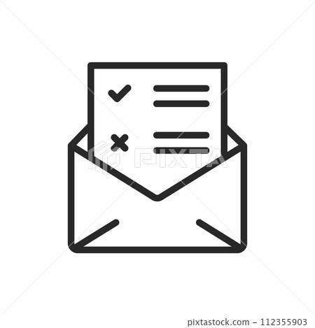 Mail Voting Ballot in Envelope Icon, Symbol of Absentee and Postal Voting System, Vector Outline Sign for Distant Election Process 112355903