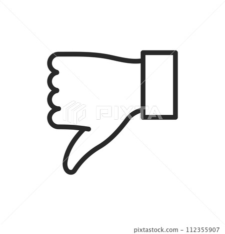 Thumbs Down Icon for Negative Feedback and Disapproval. Minimalist Outline Vector Sign Perfect for Ratings, Reviews, and Social Media Interaction 112355907