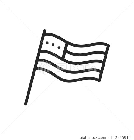 American Flag Icon in Outline Style. Vector Illustration of USA National Symbol for Independence Day, Patriotic or Elections Events, and Political Identity. American Flag Icon in Outline Style. Vector Illustration of USA National Symbol for Independence Day, Patriotic or Elections Events, and Political Identity. 112355911
