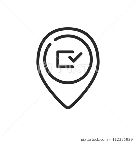 Voting Location Pin Icon. Map Marker with Checkmark for Finding Polling Stations and Ballot Places on Election Day. Voting Location Pin Icon. Map Marker with Checkmark for Finding Polling Stations and Ballot Places on Election Day. 112355929