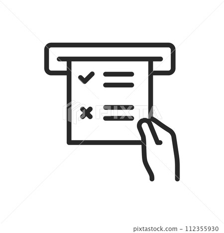 Voting Machine Icon. Modern Scanning Ballot System with Checkmark for Secure Electronic Polling and Decision Making. Voting Machine Icon. Modern Scanning Ballot System with Checkmark for Secure Electronic Polling and Decision Making. 112355930