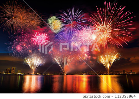 Fireworks in the city 112355964