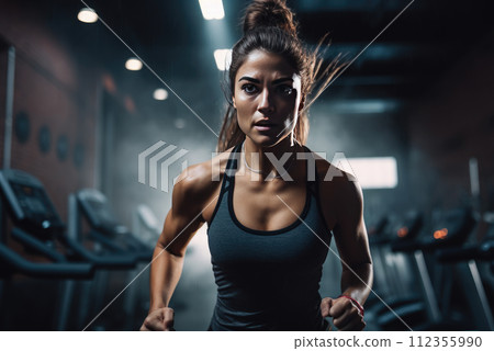 Woman plays sports in the gym 112355990