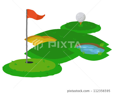 Golf course stretching from top right to bottom left 112356595