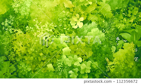Illustration background of a wall greening image of a wide variety of plants "AI generated image" 112356672