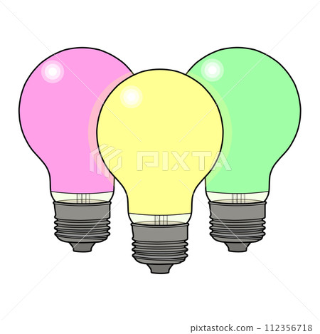 3 screw-in light bulbs (purple, yellow, green) 3 screw-in light bulbs (purple, yellow, green) 112356718