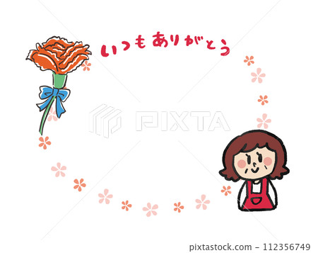 母親節感謝你所做的一切康乃馨寬鬆手繪風格插畫集 112356749