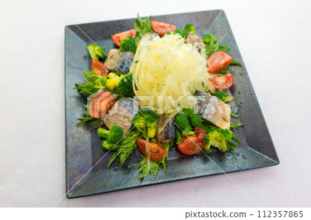 鯖魚和新鮮蔬菜沙拉 鯖魚和新鮮蔬菜沙拉 112357865