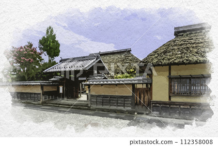 Watercolor painting style, Matsushiro, former Higuchi family residence, Nagano City, Nagano Prefecture 112358008