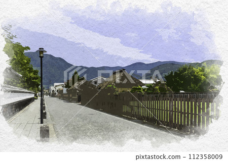 Watercolor painting style, Matsushiro, former Higuchi family residence, Nagano City, Nagano Prefecture Watercolor painting style, Matsushiro, former Higuchi family residence, Nagano City, Nagano Prefecture 112358009