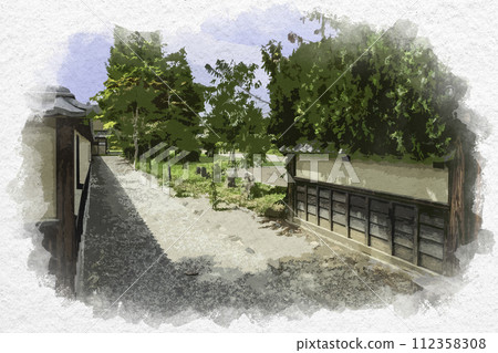 Watercolor style Matsushiro Matsushiro Domain Literary and Military School Nagano City, Nagano Prefecture 112358308