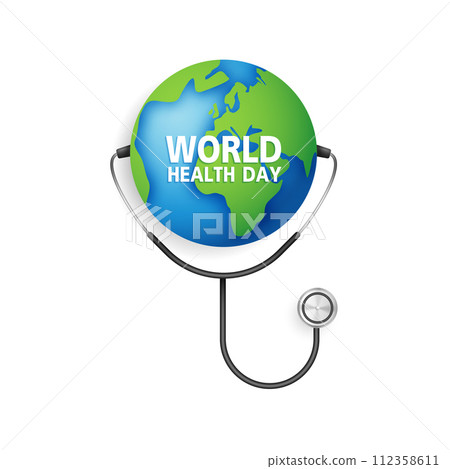World Health Day is a global health awareness day celebrated every year on 7th April. health care medical science with icon digital technology world concept modern business. vector design 112358611