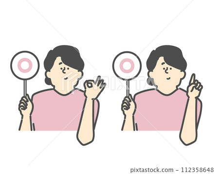 Illustration of a female nurse (⚪︎) OK pointing Illustration of a female nurse (⚪︎) OK pointing 112358648