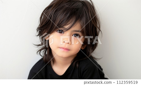Close-up, Portrait of fashionable child model with fantasy makeup for cosmetics advertising, Generative AI Close-up, Portrait of fashionable child model with fantasy makeup for cosmetics advertising, Generative AI 112359519