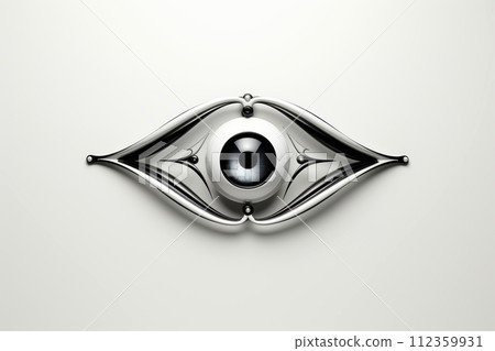 Abstract 3d eye icon, mockup vision symbol, Generative AI 112359931