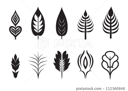 Leaf and flower logo for yoga in modern minimal style Leaf and flower logo for yoga in modern minimal style 112360848