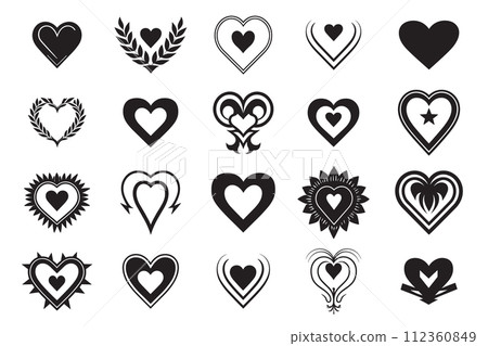 Vintage heart logo in modern minimal style Vintage heart logo in modern minimal style 112360849