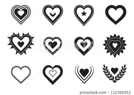 Vintage heart logo in modern minimal style Vintage heart logo in modern minimal style 112360852