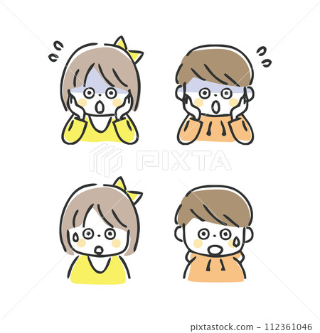 驚訝的女孩和男孩 112361046