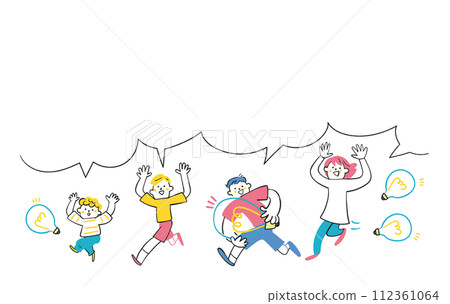 We are energetic people who are full of ideas Children set full of idea light bulbs Illustration material 112361064
