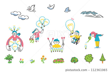 一組為孩子們提供的插圖,幫助他們以各種方式激發創意 一組為孩子們提供的插圖,幫助他們以各種方式激發創意 112361065