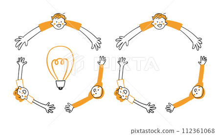 孩子們圍繞著想法燈泡畫圈插畫素材 孩子們圍繞著想法燈泡畫圈插畫素材 112361068