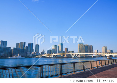 (Tokyo) Buildings on the Harumi side seen from Toyosu Gururi Park promenade 112362549
