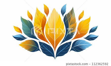 Colorful autumn leaves and a flower in a design set, perfect for fall themed projects 112362592