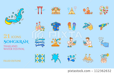 Songkran icon filled outline for celebrate thailand water festival buddhism new year Songkran icon filled outline for celebrate thailand water festival buddhism new year 112362632
