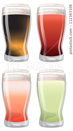 Variety of Colorful Beer Glasses Variety of Colorful Beer Glasses 112363106