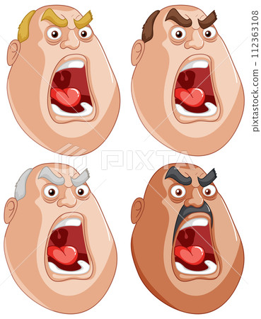 Expressive Cartoon Faces Showing Emotion Expressive Cartoon Faces Showing Emotion 112363108