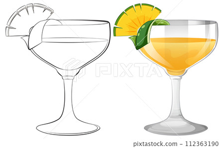 Tropical Cocktail Glass Illustration Tropical Cocktail Glass Illustration 112363190