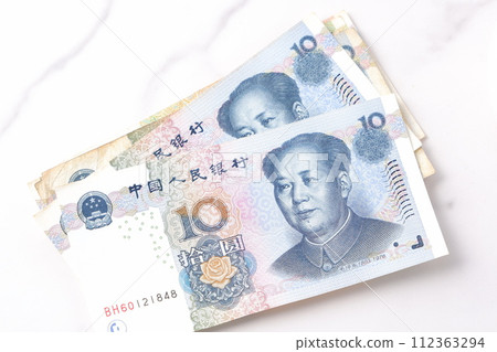 Chinese currency, renminbi (RMB) banknotes Chinese currency, renminbi (RMB) banknotes 112363294