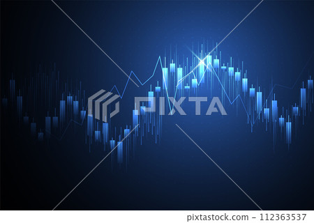 Business candle stick graph chart of stock market investment trading on white background design. Bullish point, Trend of graph. Vector illustration 112363537