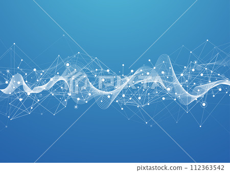 Abstract technology dot and line connection digital global business concept design background. Social network communication. Vector illustration 112363542
