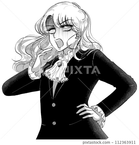 黑白復古漫畫/劇畫/驚訝翻白眼的貴族帥哥 黑白復古漫畫/劇畫/驚訝翻白眼的貴族帥哥 112363911