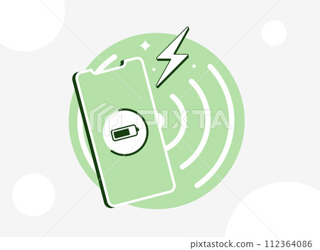 Fast Wireless Charger. Tech concepts with dynamic graphics of efficient mobile phone electronic device charging. Fast charging station vector isolated illustration on white background with icons Fast Wireless Charger. Tech concepts with dynamic graphics of efficient mobile phone electronic device charging. Fast charging station vector isolated illustration on white background with icons 112364086